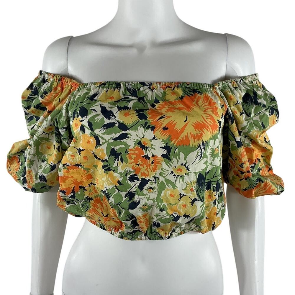 Faithfull The Brand Off-Shoulder Pilotta Floral Pontina Crop Top Size S
